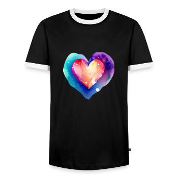 Valentine's Day, Wedding, Mother's Day, Love, Engagement - Men's Ringer Shirt - black/white - Front - AI Model Female 172 light (172cm) & AI Model Male 178 light (178cm)