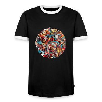Design rétro - T-shirt contrasté Homme - noir/blanc - Devant - AI Model Female 172 light (172cm) & AI Model Male 178 light (178cm)