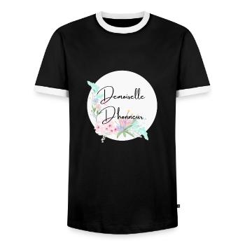 Demoiselle d'honneur - T-shirt contrasté Homme - noir/blanc - Devant - AI Model Female 172 light (172cm) & AI Model Male 178 light (178cm)
