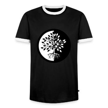 BAUM DES LEBENS - Männer Kontrast-T-Shirt - Schwarz/Weiß - Vorne - AI Model Female 172 light (172cm) & AI Model Male 178 light (178cm)