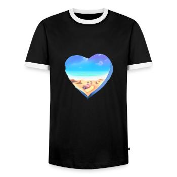Palmen Insel Sommerurlaub Strand Sonne Palme - Männer Kontrast-T-Shirt - Schwarz/Weiß - Vorne - AI Model Female 172 light (172cm) & AI Model Male 178 light (178cm)