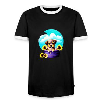 Labrador Retriever puppy Labrador owner - Men's Ringer Shirt - black/white - Front - AI Model Female 172 light (172cm) & AI Model Male 178 light (178cm)