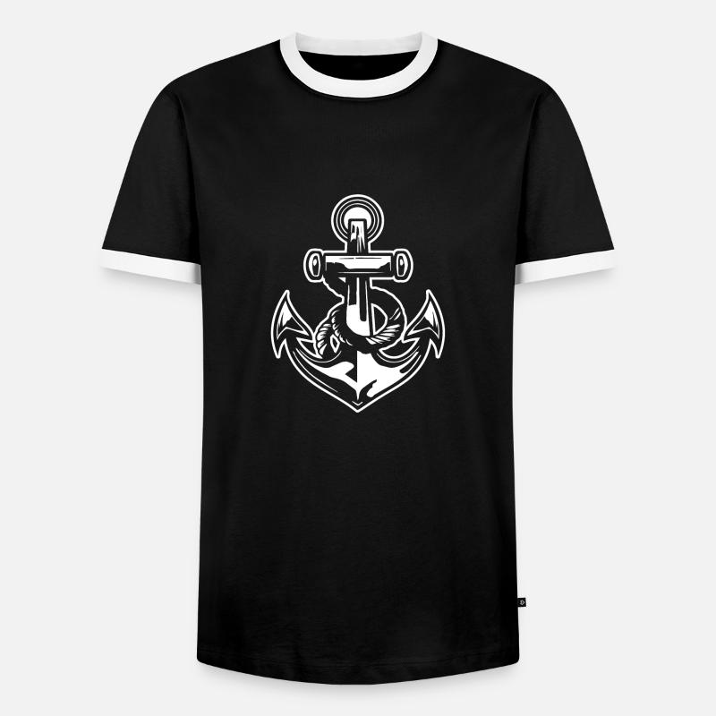 Anker Boot Schiff Nautik - Männer Kontrast-T-Shirt - Schwarz/Weiß