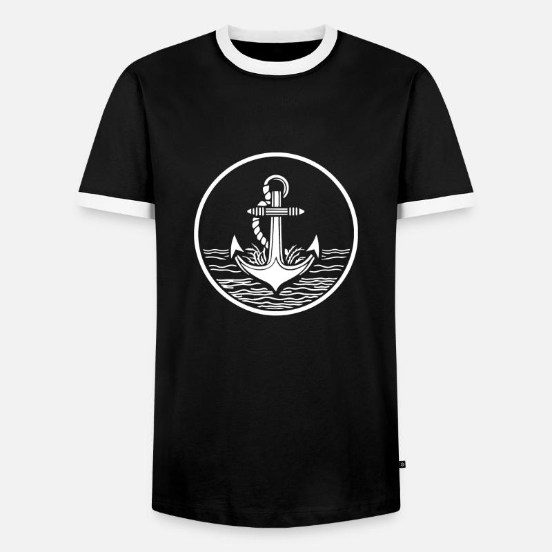 Anker Boot Schiff Nautik - Männer Kontrast-T-Shirt - Schwarz/Weiß