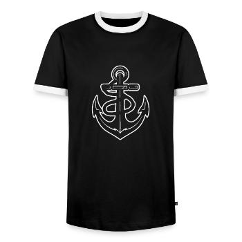 Bateau d’ancre Navire Nautique - T-shirt contrasté Homme - noir/blanc - Devant - AI Model Female 172 light (172cm) & AI Model Male 178 light (178cm)