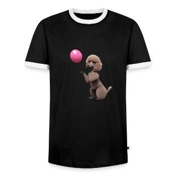 Pudelwelpe Hundewelpe Pudel Hundeliebe Hundehalter - Männer Kontrast-T-Shirt - Schwarz/Weiß - Vorne - AI Model Female 172 light (172cm) & AI Model Male 178 light (178cm)