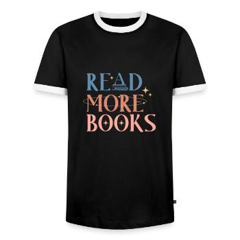 Read more Books - Men's Ringer Shirt - black/white - Front - AI Model Female 172 light (172cm) & AI Model Male 178 light (178cm)