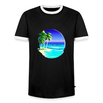 Palm Islands Sun Summer Holiday Beach Palm Tree - T-shirt contrasté Homme - noir/blanc - Devant - AI Model Female 172 light (172cm) & AI Model Male 178 light (178cm)