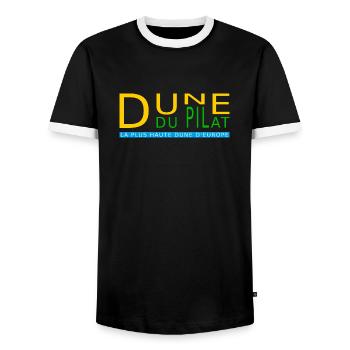 Dune du Pilat, die höchste Düne Europas - Männer Kontrast-T-Shirt - Schwarz/Weiß - Vorne - AI Model Female 172 light (172cm) & AI Model Male 178 light (178cm)