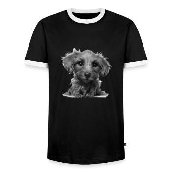 Dachshund Hund Hundehalter Hunde Dackelwelpe - Männer Kontrast-T-Shirt - Schwarz/Weiß - Vorne - AI Model Female 172 light (172cm) & AI Model Male 178 light (178cm)
