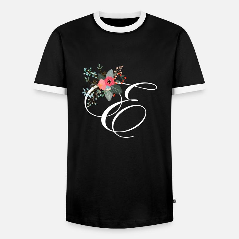 Letter e fleuris - Männer Kontrast-T-Shirt - Schwarz/Weiß
