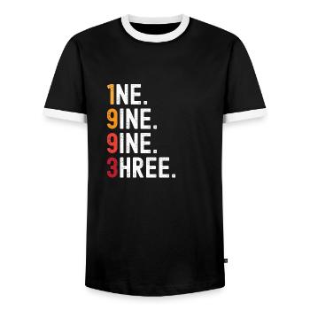 Millésime 1993 - T-shirt contrasté Homme - noir/blanc - Devant - AI Model Female 172 light (172cm) & AI Model Male 178 light (178cm)