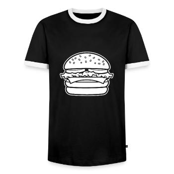 Hamburger Burger Fastfood Grillen Cheeseburger - Männer Kontrast-T-Shirt - Schwarz/Weiß - Vorne - AI Model Female 172 light (172cm) & AI Model Male 178 light (178cm)