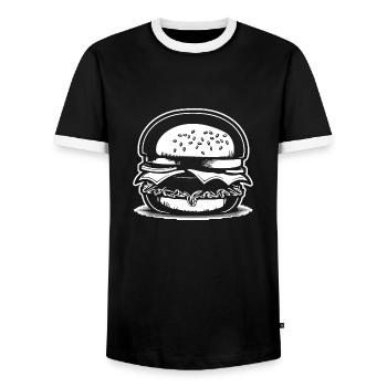 Hamburger Burger Fastfood Grillen Cheeseburger - Männer Kontrast-T-Shirt - Schwarz/Weiß - Vorne - AI Model Female 172 light (172cm) & AI Model Male 178 light (178cm)