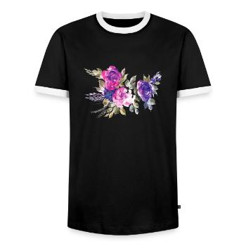 Flower Blume Pflanze - Männer Kontrast-T-Shirt - Schwarz/Weiß - Vorne - AI Model Female 172 light (172cm) & AI Model Male 178 light (178cm)