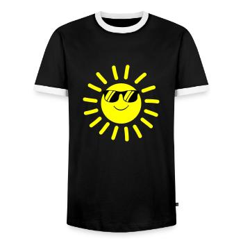 Sun Smile - Men's Ringer Shirt - black/white - Front - AI Model Female 172 light (172cm) & AI Model Male 178 light (178cm)