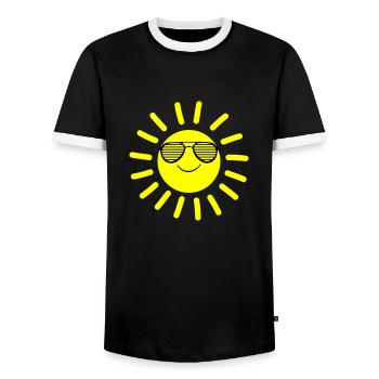Sun Smile - Men's Ringer Shirt - black/white - Front - AI Model Female 172 light (172cm) & AI Model Male 178 light (178cm)
