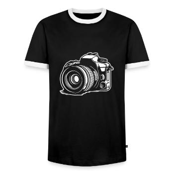 Photographe Photographie Caméra de photographie - T-shirt contrasté Homme - noir/blanc - Devant - AI Model Female 172 light (172cm) & AI Model Male 178 light (178cm)