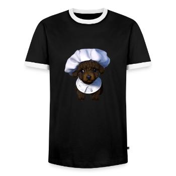 Caniche Chiot Chien Propriétaire Chien Chiot Caniche Chien Amour - T-shirt contrasté Homme - noir/blanc - Devant - AI Model Female 172 light (172cm) & AI Model Male 178 light (178cm)