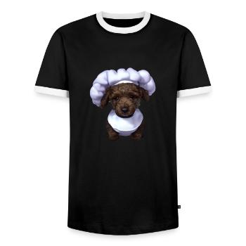 Hundeliebe Pudelwelpe Hundewelpe Pudel Hundehalter - Männer Kontrast-T-Shirt - Schwarz/Weiß - Vorne - AI Model Female 172 light (172cm) & AI Model Male 178 light (178cm)