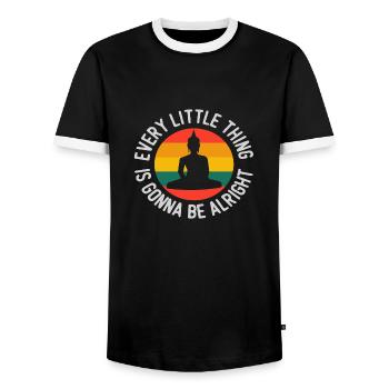 Every little thing is going to be alright Yoga - Men's Ringer Shirt - black/white - Front - AI Model Female 172 light (172cm) & AI Model Male 178 light (178cm)