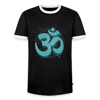 om zeichen sternzeichen symbol spirit - Männer Kontrast-T-Shirt - Schwarz/Weiß - Vorne - AI Model Female 172 light (172cm) & AI Model Male 178 light (178cm)