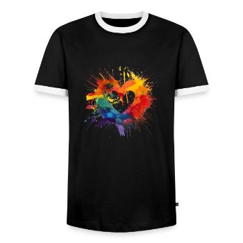 LOVE IS LOVE - Men's Ringer Shirt - black/white - Front - AI Model Female 172 light (172cm) & AI Model Male 178 light (178cm)