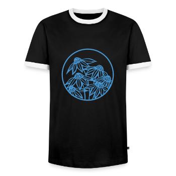 SA015 Blumenabzeichen 2 - Männer Kontrast-T-Shirt - Schwarz/Weiß - Vorne - AI Model Female 172 light (172cm) & AI Model Male 178 light (178cm)