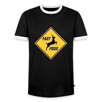 Fast Food Hirsch Lustige Jagdsaison - Männer Kontrast-T-Shirt - Schwarz/Weiß - Vorne - AI Model Female 172 light (172cm) & AI Model Male 178 light (178cm)