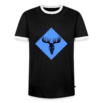 Moose Skull - Men's Ringer Shirt - black/white - Front - AI Model Female 172 light (172cm) & AI Model Male 178 light (178cm)