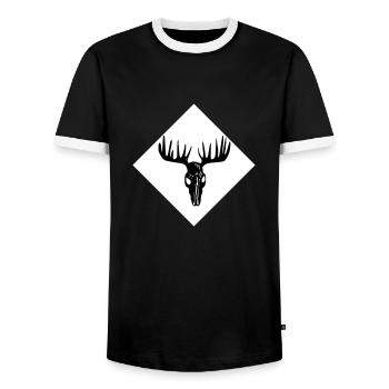 Moose Skull - Men's Ringer Shirt - black/white - Front - AI Model Female 172 light (172cm) & AI Model Male 178 light (178cm)