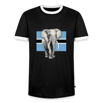 Elephant flag of Botswana - Men's Ringer Shirt - black/white - Front - AI Model Female 172 light (172cm) & AI Model Male 178 light (178cm)
