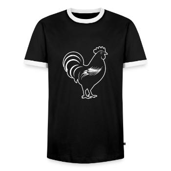 Chicken Chicken House Poultry Rooster Farm - Men's Ringer Shirt - black/white - Front - AI Model Female 172 light (172cm) & AI Model Male 178 light (178cm)