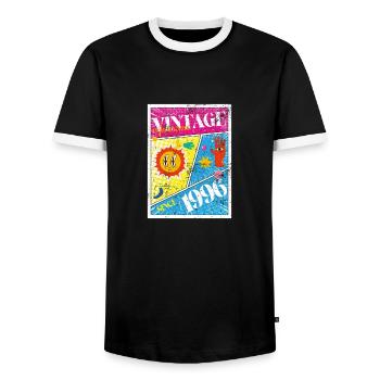 Vintage 1996 - Männer Kontrast-T-Shirt - Schwarz/Weiß - Vorne - AI Model Female 172 light (172cm) & AI Model Male 178 light (178cm)