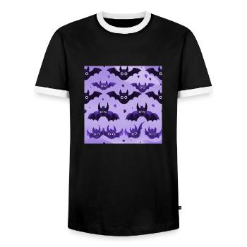 Comic Bats - Men's Ringer Shirt - black/white - Front - AI Model Female 172 light (172cm) & AI Model Male 178 light (178cm)