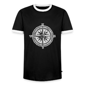 Boussole Voilier Nautique Marinier - T-shirt contrasté Homme - noir/blanc - Devant - AI Model Female 172 light (172cm) & AI Model Male 178 light (178cm)