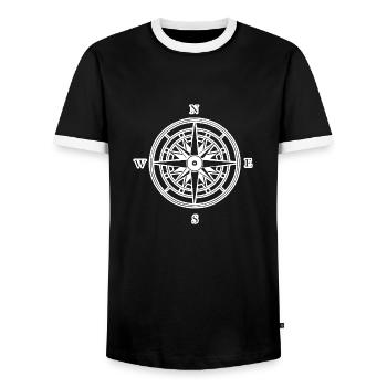Boussole Voilier Nautique Marinier - T-shirt contrasté Homme - noir/blanc - Devant - AI Model Female 172 light (172cm) & AI Model Male 178 light (178cm)