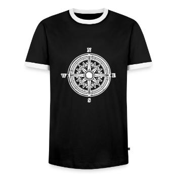 Boussole Voilier Nautique Marinier - T-shirt contrasté Homme - noir/blanc - Devant - AI Model Female 172 light (172cm) & AI Model Male 178 light (178cm)