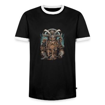 Wikinger Nordmann: Elegantes nordisches Design - Männer Kontrast-T-Shirt - Schwarz/Weiß - Vorne - AI Model Female 172 light (172cm) & AI Model Male 178 light (178cm)