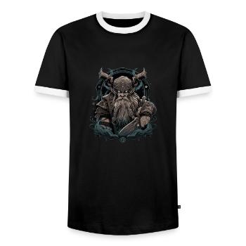 Viking Norseman: Design nordique élégant - T-shirt contrasté Homme - noir/blanc - Devant - AI Model Female 172 light (172cm) & AI Model Male 178 light (178cm)