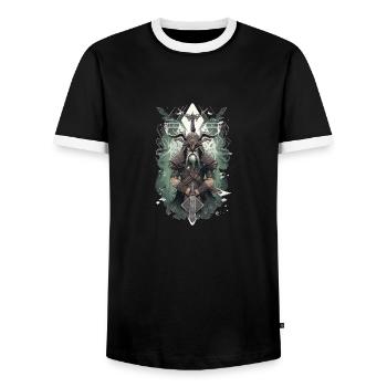Viking Norseman: Design nordique élégant - T-shirt contrasté Homme - noir/blanc - Devant - AI Model Female 172 light (172cm) & AI Model Male 178 light (178cm)