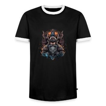 Viking Norseman: Design nordique élégant - T-shirt contrasté Homme - noir/blanc - Devant - AI Model Female 172 light (172cm) & AI Model Male 178 light (178cm)