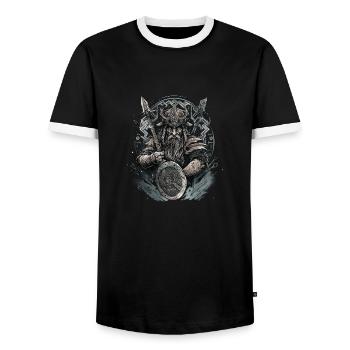 Viking Norseman: Design nordique élégant - T-shirt contrasté Homme - noir/blanc - Devant - AI Model Female 172 light (172cm) & AI Model Male 178 light (178cm)