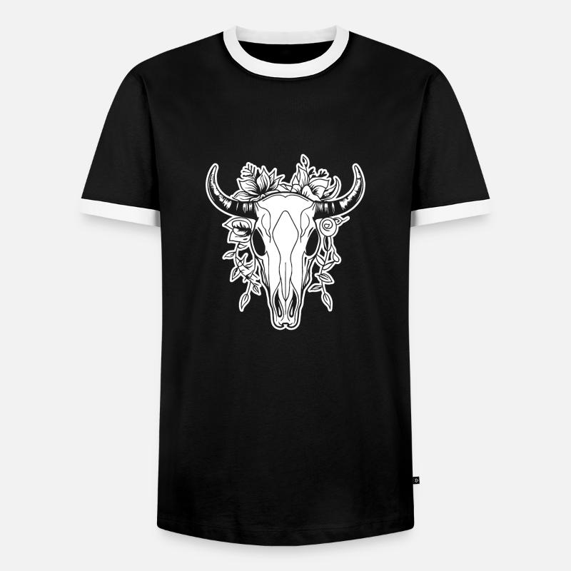 Cow Skull Boho - Men's Ringer Shirt - black/white