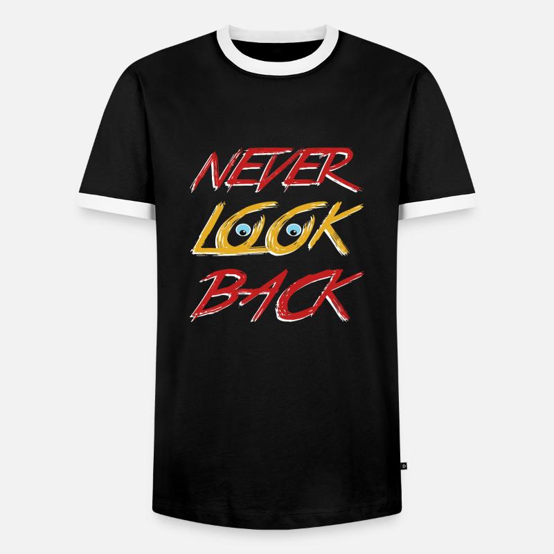 Never look back - Männer Kontrast-T-Shirt - Schwarz/Weiß