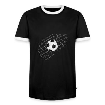 Ballon football - T-shirt contrasté Homme - noir/blanc - Devant - AI Model Female 172 light (172cm) & AI Model Male 178 light (178cm)