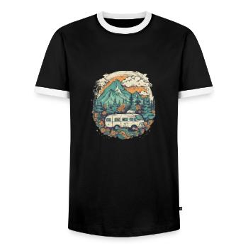 Natur Abenteuer Wandern Camping Design - Männer Kontrast-T-Shirt - Schwarz/Weiß - Vorne - AI Model Female 172 light (172cm) & AI Model Male 178 light (178cm)