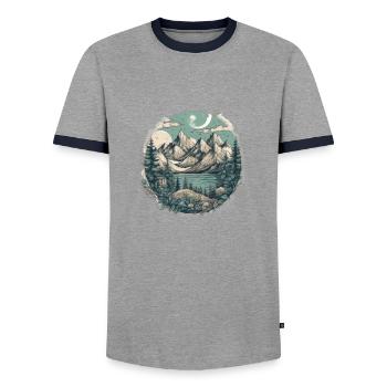 Nature Aventure Randonnée Camping Design - T-shirt contrasté Homme - gris/marine  - Devant - AI Model Female 172 light (172cm) & AI Model Male 178 light (178cm)