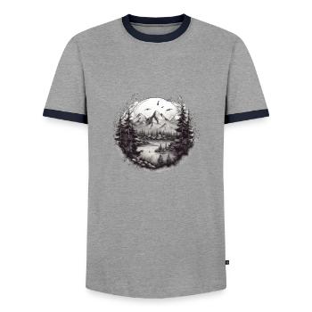 Nature Aventure Randonnée Camping Design - T-shirt contrasté Homme - gris/marine  - Devant - AI Model Female 172 light (172cm) & AI Model Male 178 light (178cm)