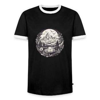 Nature Aventure Randonnée Camping Design - T-shirt contrasté Homme - noir/blanc - Devant - AI Model Female 172 light (172cm) & AI Model Male 178 light (178cm)